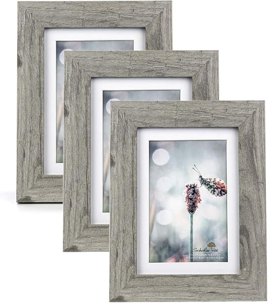 Grey 5x7 Picture Frame set of 3,Display 5x7 without Mat or 4x6 with Mat