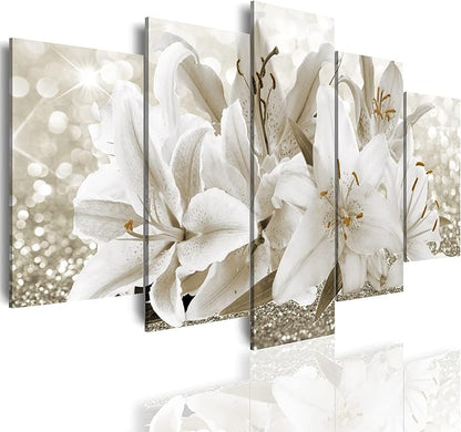 LUDUHU Arts Modern Flower Theme Wall Art - Abstract Orchid Canvas Wall Decor Flower Abstract Painting Still Life Canvas Wall Art for Home Decor (I,Oversize 40x20inch)