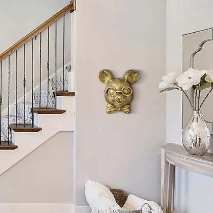 montresor Animal Head Wall Art Sculptures Gold Rat Vintage 3D Wall Decor Art for Whimsigoth Home Wall Decor Lightweight Material Accent Wall Hanging Room Decor for Men Maximalist Decor (Rat)