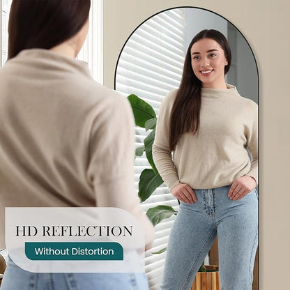 NEWBULIG Arched Mirror Full Length, 71"x26" Body Wall Mirrors with Shatter-Proof Glass, Upgraded Floor Standing Mirror, Hanging or Leaning, with Stand Aluminum Alloy Frame for Home Decor, Black