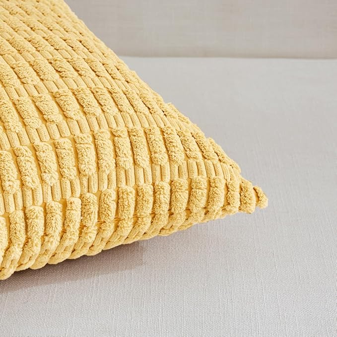 Fancy Homi 4 Packs Decorative Throw Pillow Covers for Living Room Couch Bed, Modern Farmhouse Boho Home Décor Accent Cushion Case, 18" x 18", Yellow