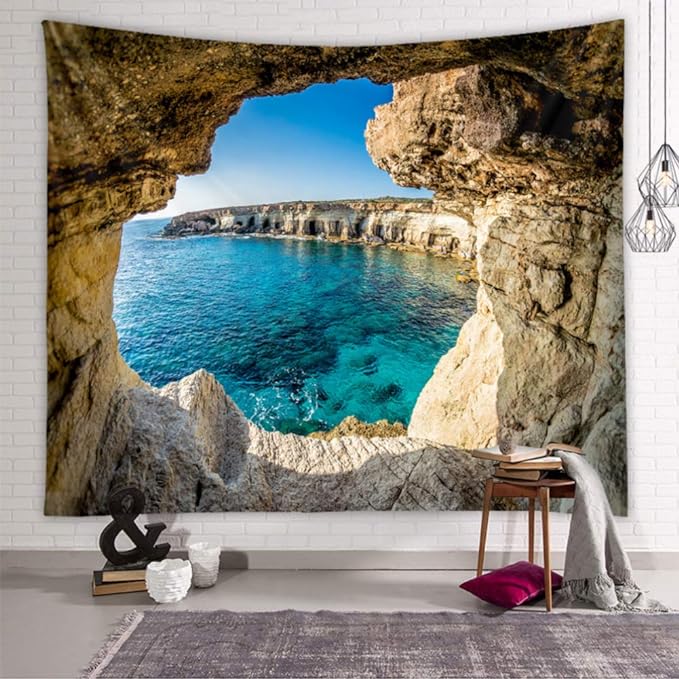 Llamazing Forest Home Decor Tapestry - Living Room Bedroom Decoration Curtain - Magic Landscape (Sea, 78''L60''W)