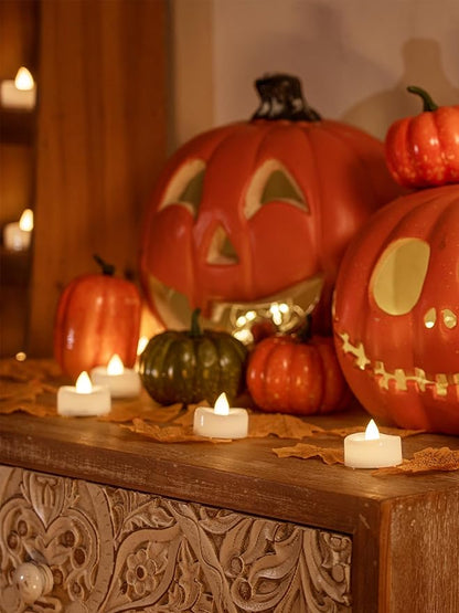 merrynights LED Candles, Tea Lights Candles Battery Operated Bulk, 50-Pack Long-Lasting 200 Hours Flameless Tealight Candles, Realistic Tea Lights for Christmas Halloween Wedding, 1.5'' D X 1.25'' H
