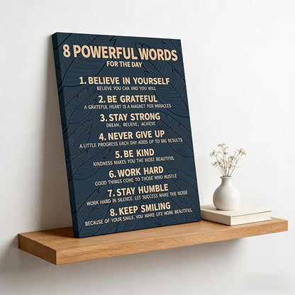 8 Rules of Life Canvas Wall Art Motivational Office Painting Picture Wall Decor Inspirational Positive Sayings Poster Print Artwork for Office School Library Decor 16x24 in Wrapped Canvas