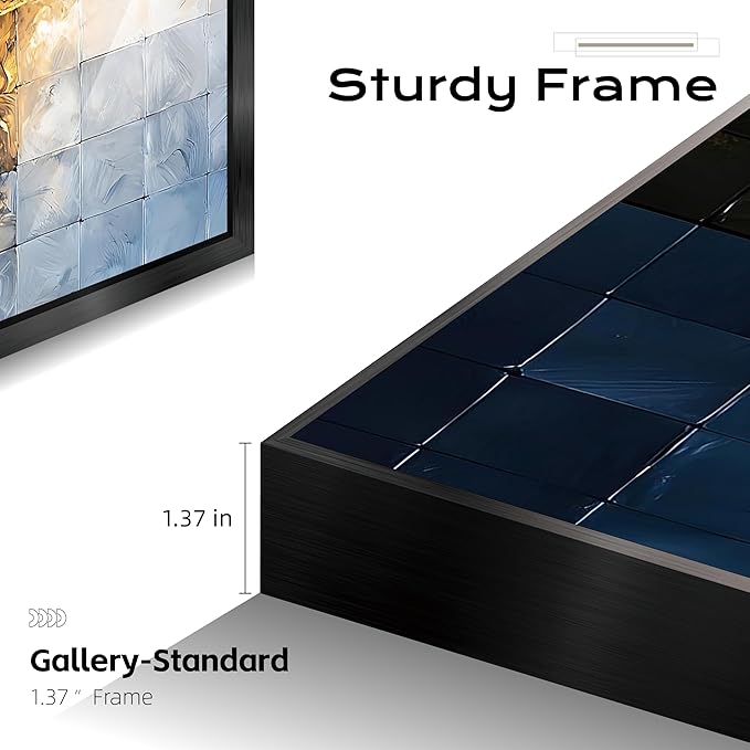 Large Framed Long Narrow Vertical Abstract Wall Art Set of 2, Premium Crystal Porcelain Canvas Prints, Neutral Modern Design - Perfect for Entryway, Hallway, Living Room, Bedroom - 63x10 inch