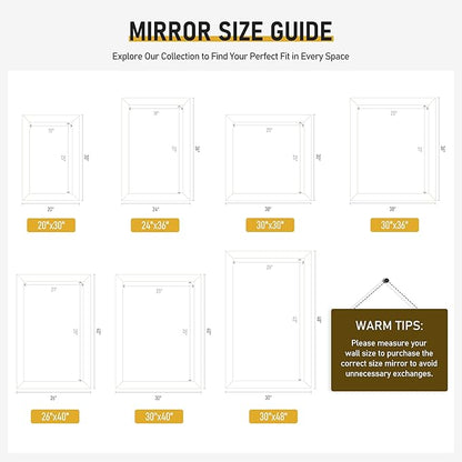 CULER Black Wall Mirror for Bathroom,Rectangle 30 x 30 inch Hanging Vanity Mirrors for Living Room,Bedroom,Entryway