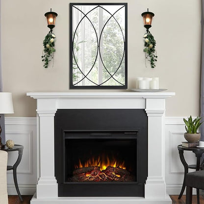 HQiJun Black Rectangle Wall Mirror, Farmhouse Decorative Mirror for Entryway, Living Room, Bedroom, Hallway, Fireplace, Accent Wall Decor (Black2, 30'' x 20'')