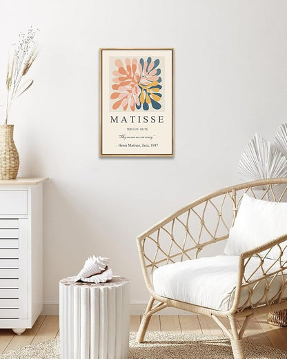Zzuyi Henri Matisse Framed Wall Art,Boho Botanical Matisse Art Prints,Danish Pastel Room Decor Aesthetic,Danish Pastel Poster for Room Decor-16''x24''Natural Framed