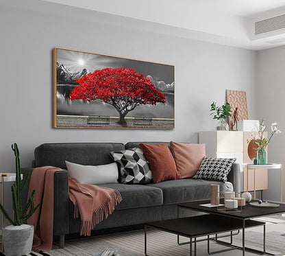 Large Framed Wall Art for Living Room Large Mangrove Landscape Modern Art for Wall Decor Living Room, Bedroom, Office, Home Wall Decor 24x48 inches(With Soild Wood Dark Framed)