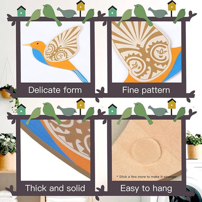 KOYILTD 5 Piece Bird Wood Wall Sculptures Wooden Wall Art Decor Scandinavian Home Decorations Flying Bird Wall Decor Farmhouse Wall Art for Home Living Room Bathroom Dining Room (Blue orange)