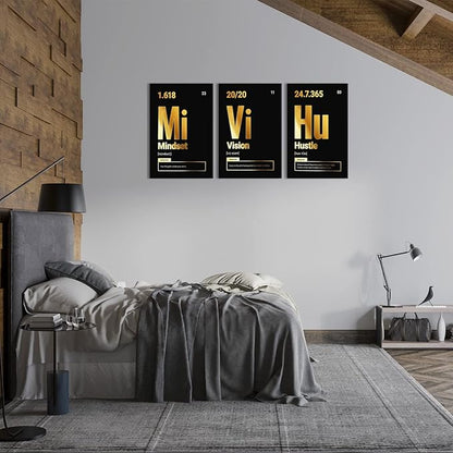 KAWAHONE Motivational Wall Art Canvas, Inspirational Quotes Grind Hustle Canvas Painting Artwork Decor For Office Bedroom Living Room