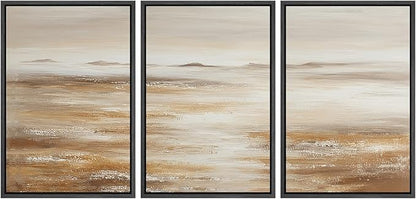 SIGNLEADER Framed Canvas Print Wall Art Set Soft Earth Tone Minimal Landscape Illustrations Minimal Decorative Bohemian for Living Room, Bedroom, Office - 24"x36"x3 Black