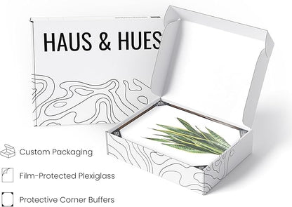 HAUS AND HUES Plant Wall Art - Set of 4 Botanical Prints, Sage Green Leaf Decor, Minimalist Plant Pictures for Wall (Walnut Frame, 8x10)