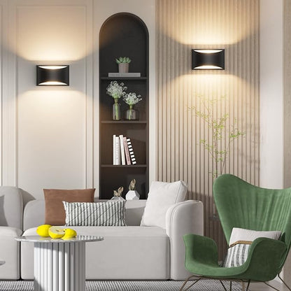 Aipsun Black Modern LED Wall Sconce Hardwired Indoor Wall Lights Set of 2 Up and Down Wall Mount Light for Living Room Bedroom Hallway Corridor Conservatory Warm White 3000K(with G9 Bulbs)