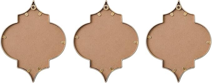 Vintage Oval Small Gold Mirror 8 X 10 Inch, Set of 3 Hanging Scalloped Decorative Metal Mirrors for Wall Decor Living Room Entryway Hallway Bedroom, Unique Metal Wall Art