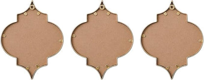 Vintage Oval Small Gold Mirror 8 X 10 Inch, Set of 3 Hanging Scalloped Decorative Metal Mirrors for Wall Decor Living Room Entryway Hallway Bedroom, Unique Metal Wall Art