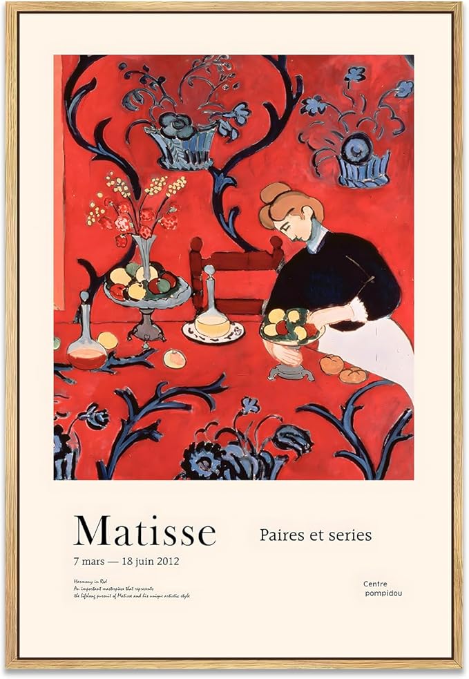 Zzuyi Matisse Framed Wall Art,Vintage Matisse Pictures for Living Room,Colorful Abstract Canvas Artwork for Bedroom, Bathroom, Dining Room Decor 12x16in