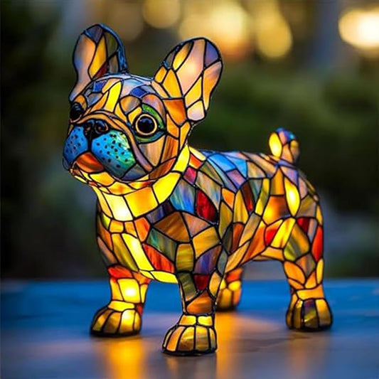 Dog lamp, 3D French Bulldog LED Table Lamp, Dyed Resin Desktop Night Lights,Cute Pet Dog Theme LED Table Lamps, Pet Themed Tabletop Decor (French Bulldog)