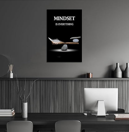 SKASNFAI Mindset Motivation Office Wall Art Zen Stone Canvas Print Pictures Wall Decor Framed Positive Quotes Posters for Living Room Bedroom Decoration (16L x 24W)