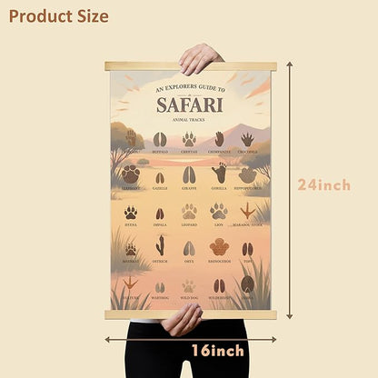 Slagindeco Safari Animal Tracks Hanging Poster, Jungle Nursery Decoration, Safari Theme Baby Room Decor