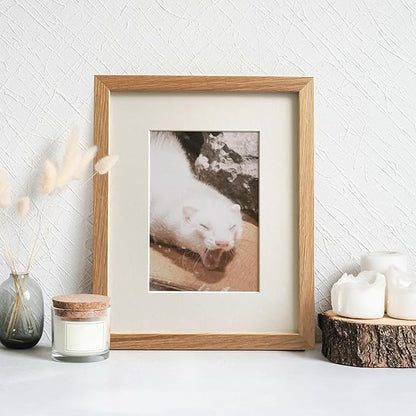 8x10 Picture Frame, Solid Oak Wood 8x10 Photo Frame with Mat to 5x7, 10x8 Picture Frames for Wall and Tabletop Display, Natural Oak 8 x 10 Frame, Set of 1