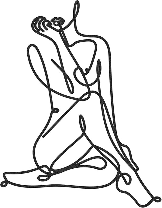 LEIFIDE Metal Wall Art - Female Wire Decor, Abstract Style for Bedroom, Bathroom, Living Room, 13.8 x 11.8 Inch (Black)