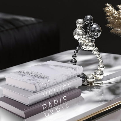 Set of 3 Decorative Books for Home Decor-Silver Foil Stamping Decor Books,Fashion Designer Books for Coffee Tables and Book Shelf Decoration