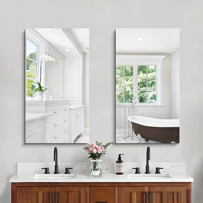 CILIBER Frameless Mirror, 20x36 Mirrors for Wall, Rectangle Bathroom Mirror for Over Sink, Frameless Vanity Mirror with Polished Edge, 3mm Tempered Glass, Hangs Horizontally or Vertically