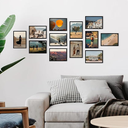 A ART·ZONE Black Picture Frames 5x7-18 Pack Photo Frame Set for Wall Decor & Tabletop Display, Minimalist Black Frame Collection