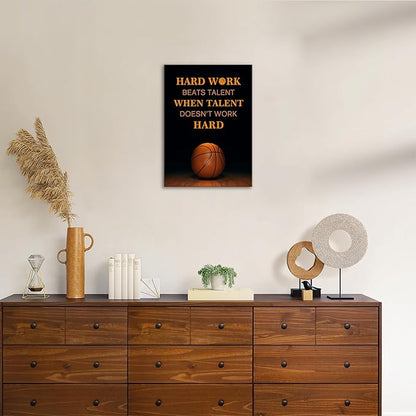 Jumong Motivational Wall Decor Basketball Canvas Wall Art Inspirational Sayings Posters Wooden Frame Encouraging Canvas Posters for Office Work Dorm Home Living Room Bedroom and Gym