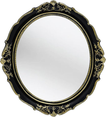 Funerom 12.8 x 14.3 inch Vintage Decorative Wall Mirror, Hanging Mirrors for Bedroom Living-Room Dresser Decor, Oval Black