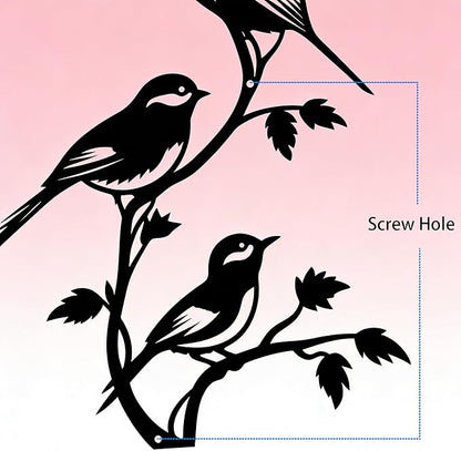 SonnTonn Black Metal Bird Wall Decor - 4 Birds on Branch Silhouette Wall Art, Rustic Style Wall Sculpture for Living Room, Bedroom, Patio, Garden, Farmhouse Home Decor (9.29”x15.75” / 23.6x40cm)