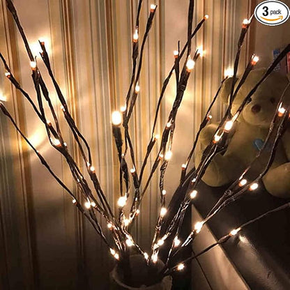 3 Pack Warm White Lighted Twig Branches 60 LED Lights Artificial Tree Willow Branches Lamp for Home Holiday Party Decoration Decor Battery Operated