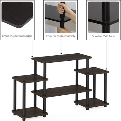 Furinno Turn-N-Tube No Tools Entertainment TV Stands, Dark Brown/Black