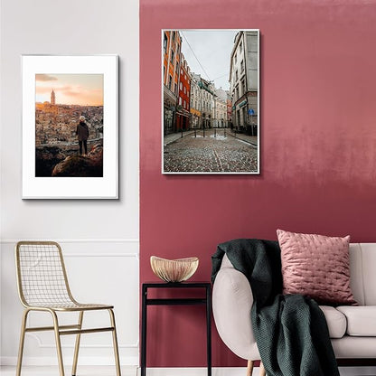 Golden State Art, Gallery Wall Frame Set of 6 - Silver 16x24 Aluminum Photo Frames with Mat for 12x18 Pictures - 16 x 24 inch Metal Frame with Real Glass Cover - Elegant Home or Office Decor