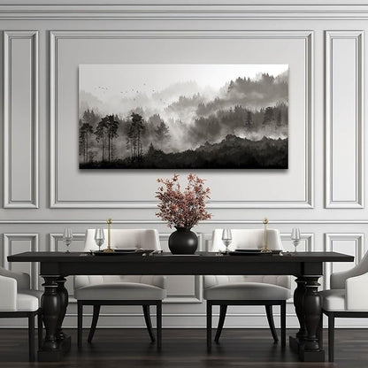 YJYart Landscape Wall Art Black Forest Tree Painting for Bedroom Living Room Kitchen Office Well Decoration Ready to Hang 24x48 Inches