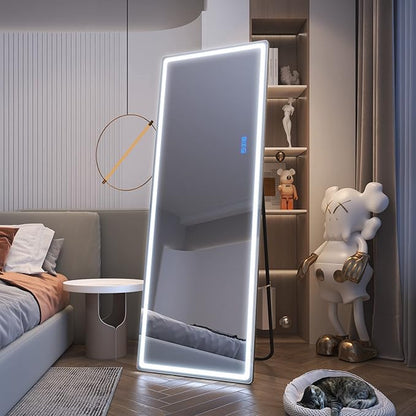 LVSOMT 63 X 22 Full Length Mirror with Lights, Large Wall Mirror Full Length, RGB Led Mirror Full Length with Remote Control, Full Body Mirror for Bedroom Living Room Cloakroom, Black