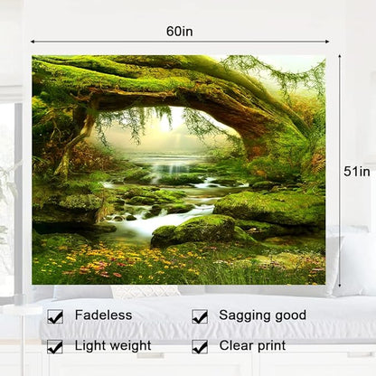 Llamazing Forest Landscape Home Decor - Living Room & Bedroom Magic Tapestry (Sunlight&Creek, 60''L51''W)
