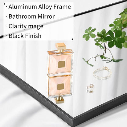 DESBING Black Bathroom Mirror for Wall, 72x30 Inch Rectangle Mirrors with Metal Frame, Modern Vanity Wall Mirror Decor for Entryway Hangs, Bathroom Living Room Horizontal or Vertical
