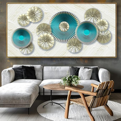 Wall Art Simple Wall Decor Teal Blue and Yellow Canvas Painting Abstract Wall Art for Bedroom Living Room Dining Room Home Office Decor 30"x60" with Framed