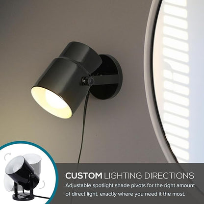 Catalina Lighting Multipurpose Spotlight Accent Lamp, Desk or Wall Mount Lamp for Office, Living Room, Dorm or Bedroom, Smart Home Compatible, Bulb Not Included, 7.5", Metallic Black