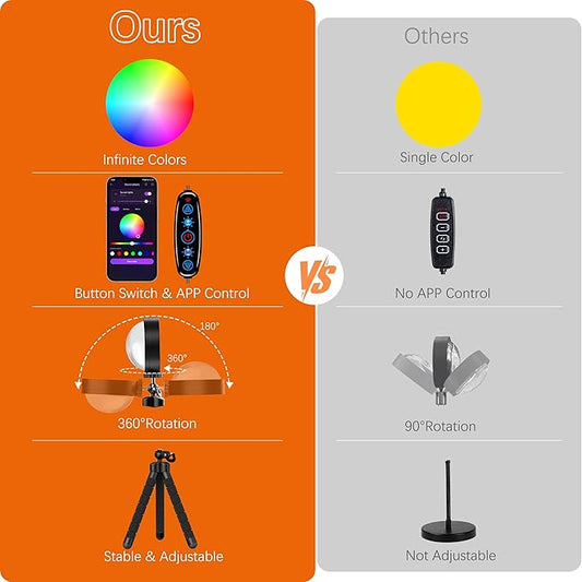 Sunset Lamp, Sun Light Projector for Aesthetic Room Decor,RGB Color Changing Night Light Mood Lighting for Bedroom,Gifts for Girl Kid Adults, 360°Rotation LED Light for Party TikTok Live Photography