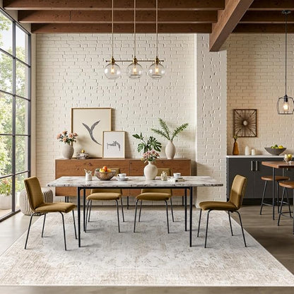 Rugxara 6x9 Washable Area Rug for Living Room, Neutral Vintage Large Boho Rugs for Office, Dining Room, Kids Room, Farmhouse, Durable Low Pile Non Slip Carpet for High Traffic Areas, Beige