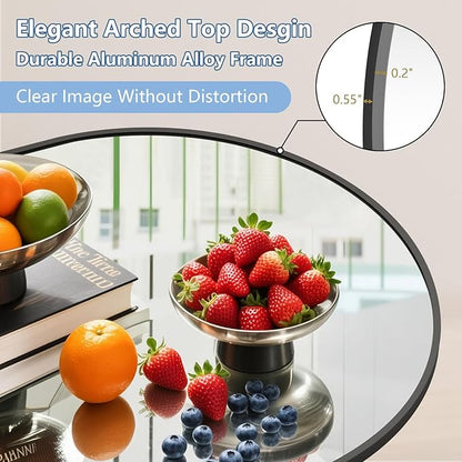 Oversized Floor Mirror Full Length with Stand, 72"X44" Extra Large Arch Standing Mirror Full Length, Tempered Glass Black Full Body Mirror for Bedroom Living Room, Aluminum Alloy Frame