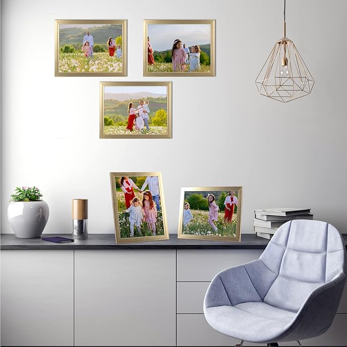 Giftgarden 8.5x11 Picture Frame Gold Set of 12, Multi Modern 8.5 x 11 Frames Bulk for Award Certificate Document Diploma, Wall or Tabletop Display