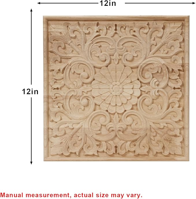 NAHARO Modern Hand Carved Wooden Wall Art – Square Wood Sculpture Decor, Boho Rustic Home Decor for Living Room, Bedroom, Entryway
