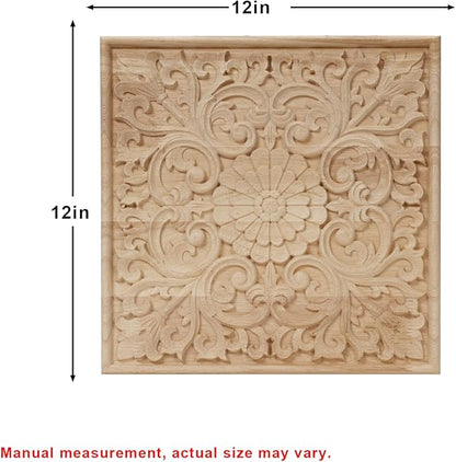 NAHARO Modern Hand Carved Wooden Wall Art – Square Wood Sculpture Decor, Boho Rustic Home Decor for Living Room, Bedroom, Entryway
