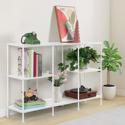 TV Stand for 50 Inch TV, White TV Stands for Living Room, 3 Tier Tall Entertainment Center with Storage Shelves, Narrow Console Table for Bedroom, Wood Media Stand TV Cabinet for Small Spaces, White