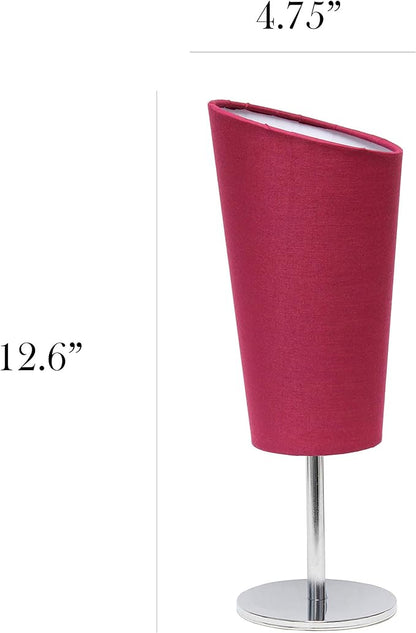 Simple Designs LT2061-PNK Mini Chrome Angled Fabric Shade Table Lamp, Pink