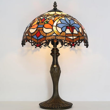 Tiffany Lamp Stained Glass Table Lamp 12 x 19” Yellow Phoenix Tail Style Bedside Reading Lamp Decorative Lamp for Desk Living Room Bedroom Office Study Light Home Decor Gift